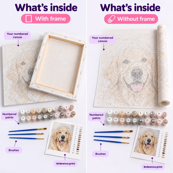 Kit with frame and without frame side by side
