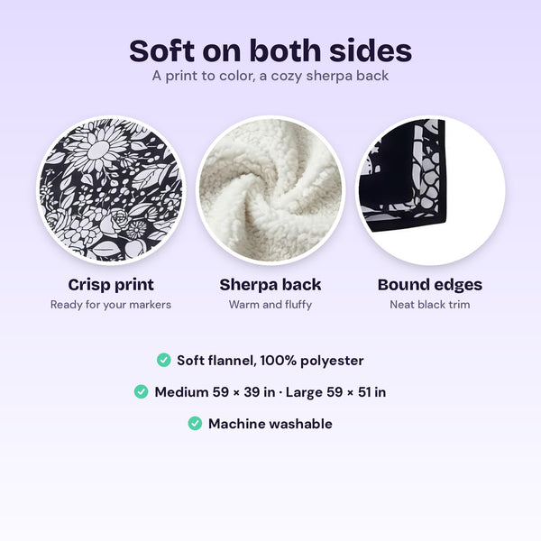 Crisp print, sherpa back and bound edges
