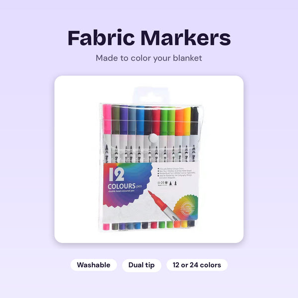 Washable fabric markers, 12 colors