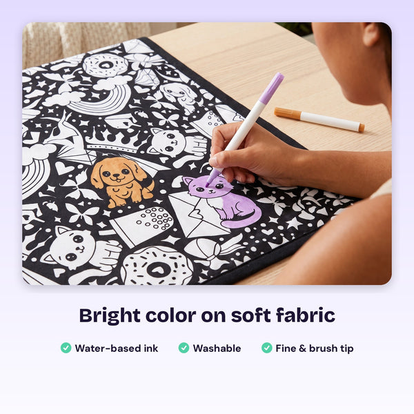 Coloring the Pets blanket with a fabric marker